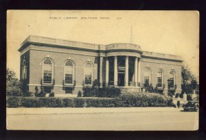 Waltham, Massachusetts/Mass/MA Postcard, Public Library, 1938!