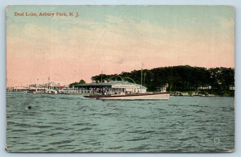 Postcard NJ Asbury Park Deal Lake Wortman's Boat Rentals c1910 View O01