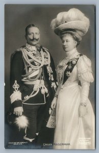 GERMAN EMPEROR WILHEM II w/ WIFE ANTIQUE REAL PHOTO POSTCARD RPPC