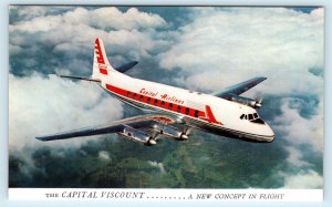 CAPITOL AIRLINES  VISCOUNT  Airplane  c1950s Aviation  Postcard