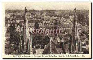Old Postcard Bayeux Panorama View From Top Taking the Central Tower of the Ca...