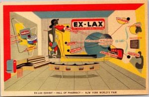 Ex-Lax Exhibit, 1939 New York World's Fair Hall of Pharmacy Vintage Postcard J10