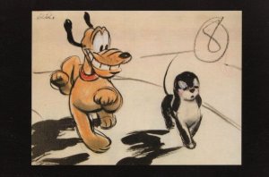 Pluto Canine Casonova Cartoon Dog Walt Disney Animation Postcard
