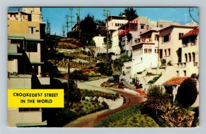 San Francisco CA-California Crooked Lombard Street Gardens Chrome c1966 Postcard