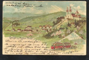 1899 GRUSS AUS MARIA TROST RAILROAD TRAIN GERMANY VINTAGE POSTCARD