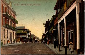 View Looking Down Bolivar Street, Colon Panama Vintage Postcard O63