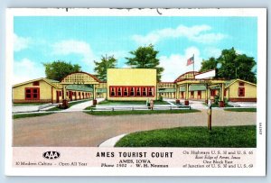 Ames Iowa IA Postcard Ames Tourist Court Exterior Building c1940 Vintage Antique