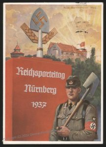 3rd Reich Germany 1937 Hoffmann Reichsparteitag RAD Mann Propaganda Card  112987