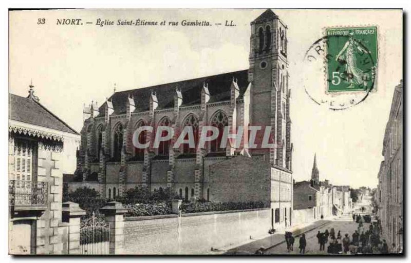 Nort Postcard Old Church of Saint Etienne and rue Gambetta