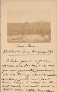 Hartford Vermont Trout Pond Brookside Farm udb Postcard W4