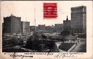 USA Public Square Cleveland Ohio Vintage Postcard C032