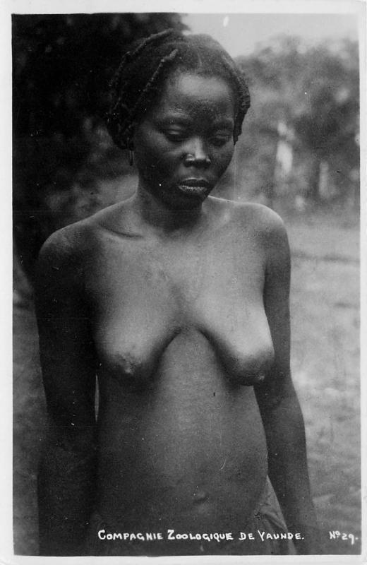 Compagmie Zoologique De Yaunde Topless Nude Real Photo Postcard