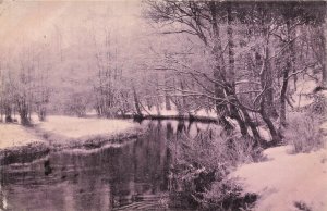 WINTER SCENE-1905 FROM GRANTHAM LINCOLNSHIRE TO BLACKBURN~ CHRISTMAS POSTCARD