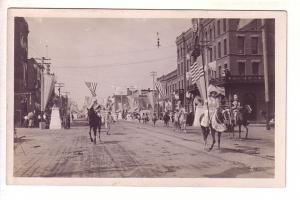 Real Photo, Parade, Miss Grace Cleveland and Knights etc, Bozeman, Montana,