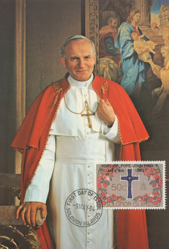 Pope John Paul 1984 Solomon Islands Postcard First Day Cover