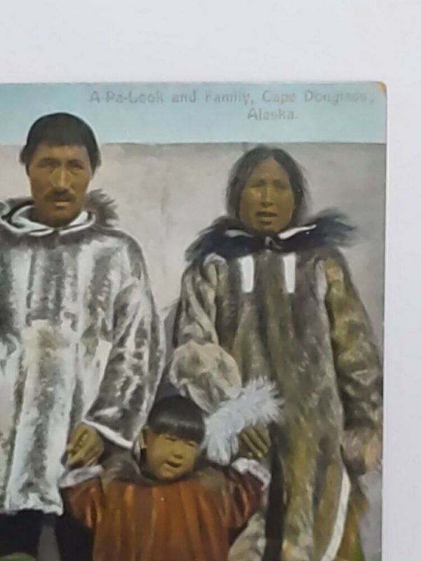 Indigenous Alaskian family A-Pa-Look Cape Douglass Alaska hand colored unposted