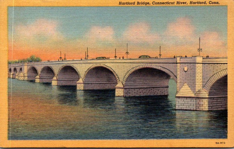 Connecticut Hartford Connecticut River and Hartford Bridge 1952 Curteich