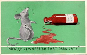 Humour Mouse Drinking Whiskey Where'sh That Darn Cat