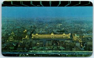 M-27040 Night view of the Zocalo looking eastward from the Muralto Mexico Cit...