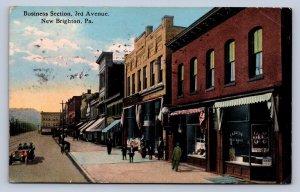 J89/ New Brighton Pennsylvania Postcard c1910 Stores 3rd Avenue 555