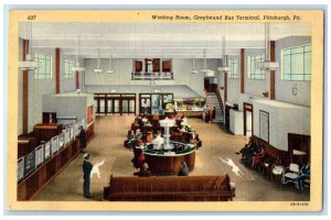 c1940's Waiting Room Greyhound Bus Terminal Pittsburgh Pennsylvania PA Postcard
