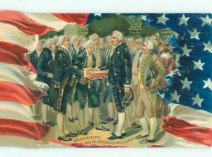 Pre-Linen Patriotic tuck GEORGE WASHINGTON INAUGURATION AC0743