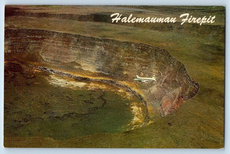 Halemaumau Hawaii Postcard Halemaumau Firepit Main Crater Kilauea Volcano c1960