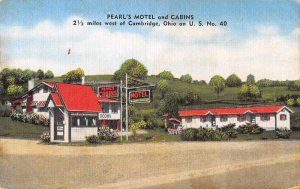 Cambridge Ohio Pearl's Motel and Cabins Vintage Postcard AA9359