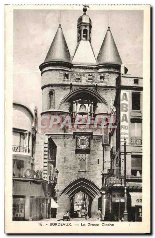 Old Postcard The Great Bell Bordeaux