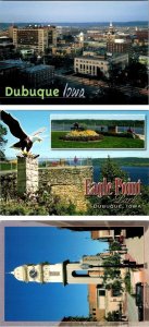 3~4X6 Postcards  Dubuque, IA Iowa  CITY VIEW~EAGLE POINT PARK~TOWN CLOCK PLAZA