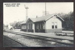 RPPC ROBERTSON MISSOURI RAILROAD DEPOT TRAIN STATION REAL PHOTO POSTCARD