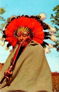 MN, Minnesota KA-KA-GESICK Native American/Chippewa Indian & Peace Pipe Postcard