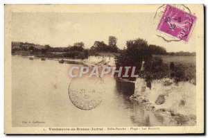 Old Postcard Vendœuvres In Brenne Beautiful Bonche The Beach Rocks