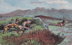 Deer Stalking Animal Hunting Antique London Postcard