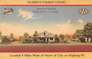 Mobile Alabama Olssen's Tourist Court Linen Vintage Postcard JE359303