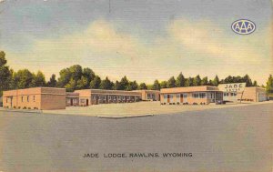 Jade Lodge Motel US 30 Rawlins Wyoming 1957 linen postcard