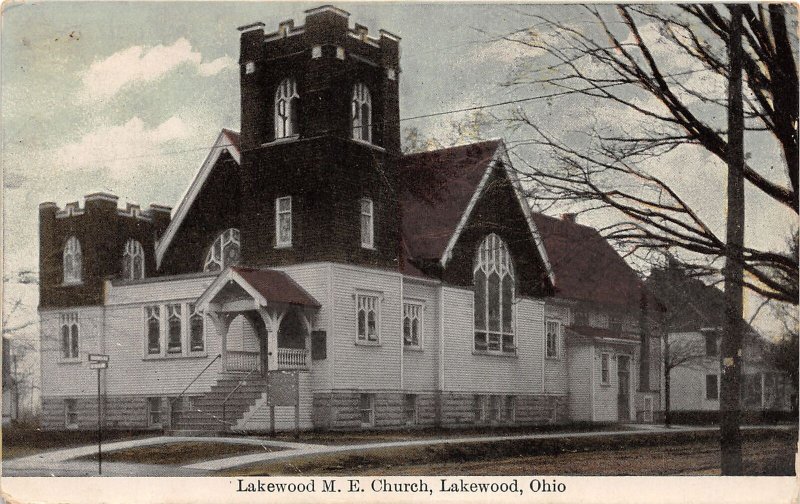 J62/ Lakewood Ohio Postcard c1910 M.E. Church Building 118