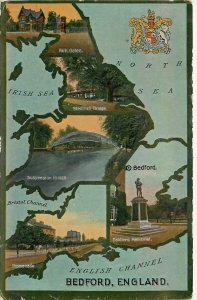 c11910 Bedford UK Map Attractions Multi View Postcard 25-11555