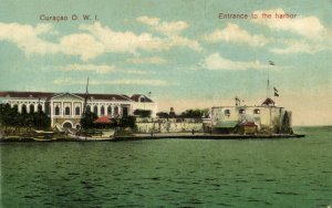 curacao, D.W.I., WILLEMSTAD, Entrance to the Harbour (1920s) Postcard