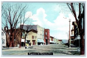 c1910's Franklin Street View Stores Broken Road Watkins New York NY Postcard 