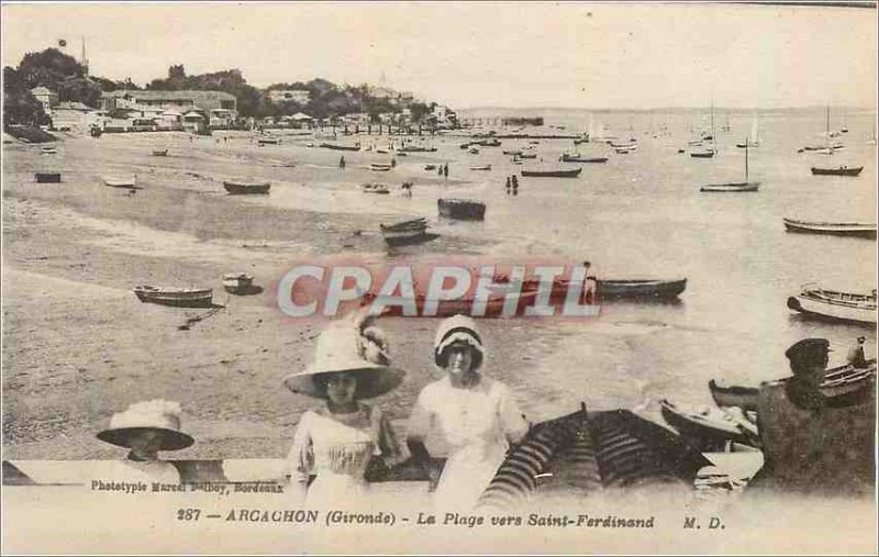 Old Postcard Arcachon Gironde La Plage to Saint Ferdinand