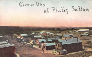 Philip South Dakota Circus Day, Aerial View, Color Lithograph, Vintage PC U18014