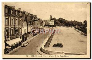 Old Postcard Redon place de la Republique