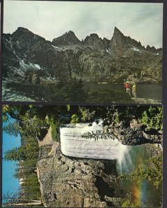 (2) California Mammoth Lakes Minaret Lake Rainbow Falls RED'S MEADOW - Chrome