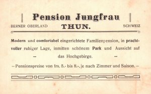 Vintage Postcard Pension Jungfrau Berner Oberland Advertising Poster