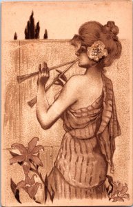 Jugendstil Lady Art Nouveau Kirchner Style Vintage Postcard C002