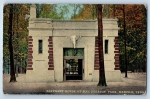 1910 Memphis Tennessee Vintage Postcard Elephant House Zoo Overton Park Unposted