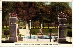 Illinois Peoria Glen Oak Park Looking Through Sunken Garden 1920