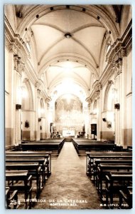 RPPC MONTERREY, Nuevo Leon Mexico ~ CATHEDRAL INTERIOR Lopez Photo Postcard