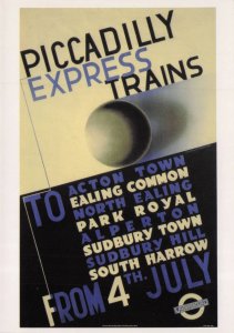 Piccadilly Express Trains Acton London1932 Transport Postcard